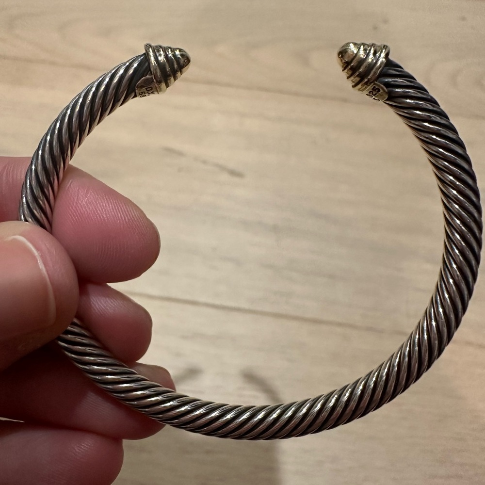 David Yurman Classic Cable Bracelet silver with 14k yellow gold domes, 5mm